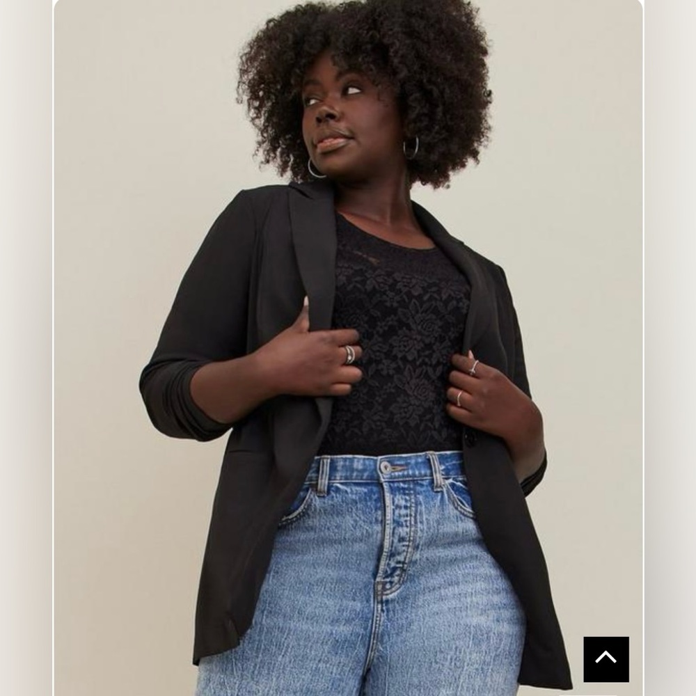 Flattering Crepe Cinch Waist Blazer